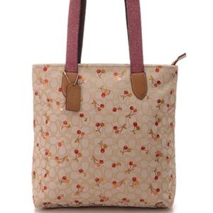 Coach Cherry Pattern Tote - Cream and Red